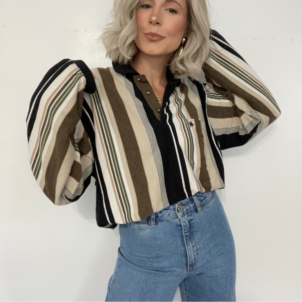 Rare Vintage Striped Sweater - Black, Brown, Cream